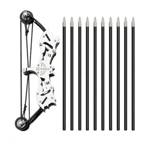 Mini Compound Bow Set, 9 Inch, Ambidextrous, Black and Silver