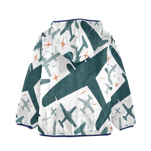 Airplane Pattern with Stars Background Toddler Fleece Jacket Girl Boys Hooded Fleece Jacket Coat2