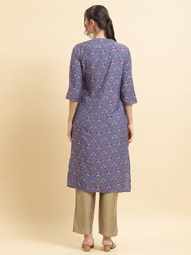 Image of Shree Women Liva (Rayon) White Floral Print Kurta