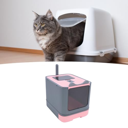 Caixa de Areia para Gatos Fechada, Grande Capacidade, Entrada Superior, Controle de Odor, Caixa de A