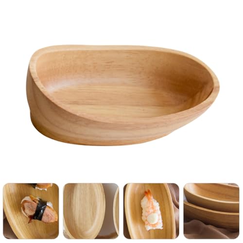 Plato pequeño para sushi en forma de barco de madera miniatura 5