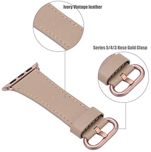 Jsgjmy For Apple Watch Band 38Mm 40Mm 41Mm 42Mm 44Mm 45Mm 49Mm Series 8 7 6 5 4 3 Se Iwatch Bands Womens Dressy Leather Strap Light Tan Rose Gold #TOP5