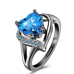 Blue Topaz Zirconia with Black Ring