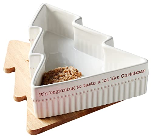Mud Pie Holiday Tree Shaped Baker and Serving Set, White/Brown, 9.8