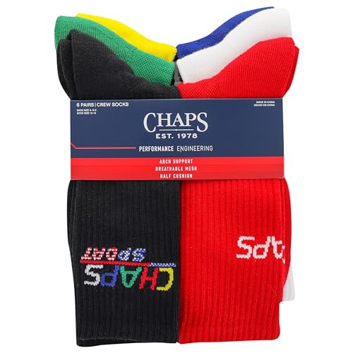 Chaps Men's Athletic Cushioned Performance Crew Socks-6 Pairs-Breathable Mesh3
