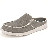 LazyStep Men's Slip-on Loafer Casual Slide Slipper with Natural Latex Footbed, Pale Grey, Size 9