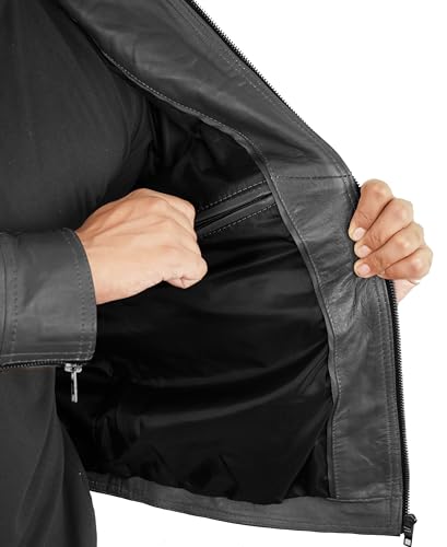 Leather Motorcycle Jacket Men - Cafe Racer Stripe Biker Style Real Leather Jacket Men4