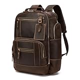 [Lannsyne] リュック メンズ 本革 リュックサック 革 ビジネスリュック バックパック 15.6インチPC A4対応 1泊2日 出張 旅行 ビジネス 通気性 キャリーサポーター付き