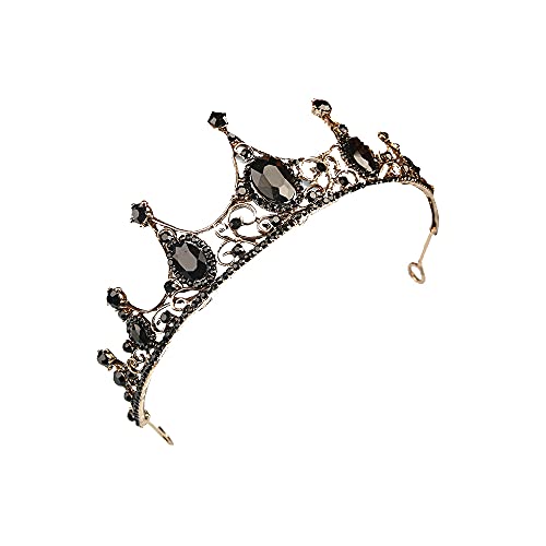 Corona barroca negra de cristal boda baile corona nupcial vintage tiara nupcial para boda festival...