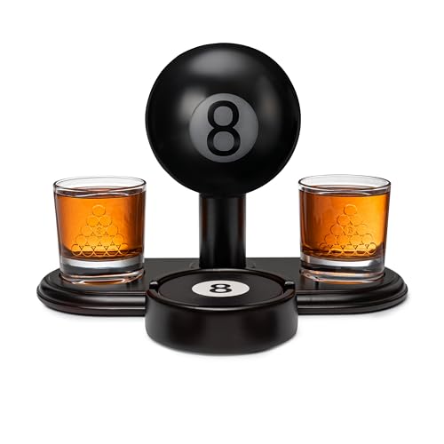 8 Ball Whiskey Decanter Set for Men with Whiskey Glass Set of 2. Liquor Decanter, Whiskey Gift Set, Gift for Men. Alcohol Pool Billiard Decanter Set