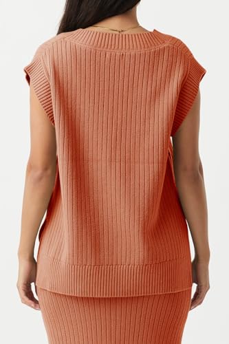 Image of Saodimallsu Womens V Neck Sweater Vest Oversized Ribbed Knit Sleeveless Casual Loose Fit Pullover Tank Top