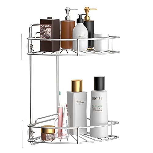 Vdomus 2 Tier Corner Shower Caddy Stainless Steel Wall Mounted Shower Caddy Corner, Shower Shelf For Inside Shower, Drill-Free Install With Adhesives Or Screws thumb #8