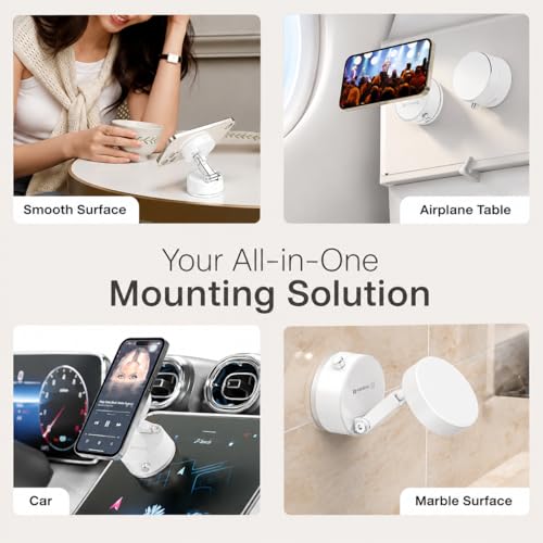 Image of 2026 New Vacuum Magnetic Suction Phone Holder, Magnetic Suction Phone Mount, Foldable and Retractable Double-Sided Phone Holder, Adjustable Strong Car Mount (White)