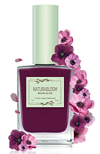 NATURABLOOM Nagellack schnelltrocknend (Dark Fuchsia) - natürlicher Nagellack mit veganer Formel - atmungsaktiv, nachhaltiger und langanhaltend, 14 ml