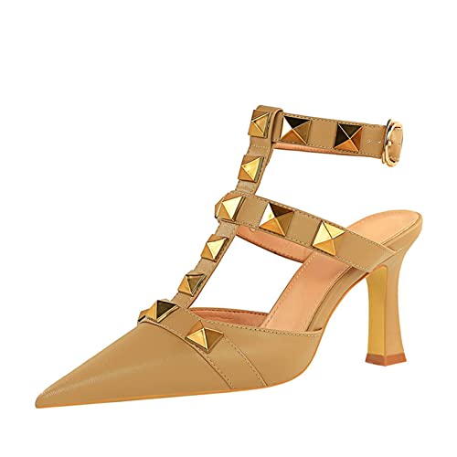 Sandales à talons hauts à lacets pour femme avec rivets style gladiateur taille 37.5