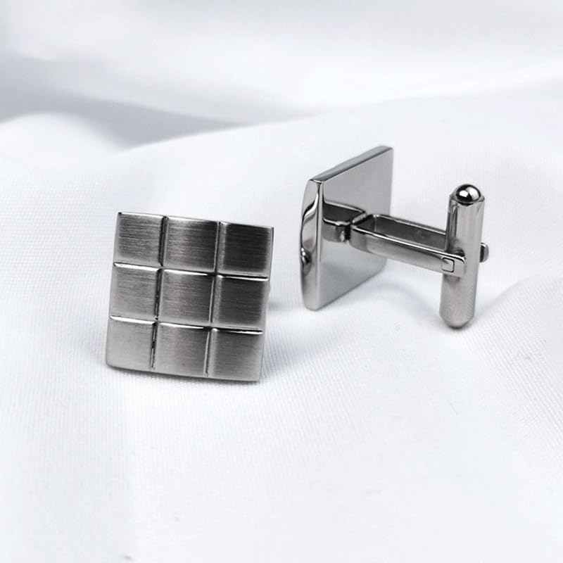 Gemelli da Camicia Quadrati in Argento retrò, Gemelli Francesi in Acciaio Inossidabile per Feste di Matrimonio E Anniversario(Pesca A Frutto Bianco 5-1,6 * 1,6Cm)