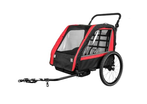 Fahrradanhänger Kinder für 1-2 Kinder, 2-in-1 Fahrradanhänger & Kinderwagen bis 36 kg, Kinderfahrradanhänger mit Schnellspannrädern, Parking-System, Axle-Clamp Kupplung, 20 Zoll Räder