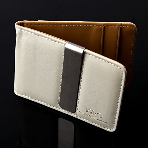 Brown/ Beige Fine Leather Wallet-Money Clip Mans Wallet Credit Card Holder With Magnetic Y&G Money Clip Mw1001 One Size Brown #TOP1