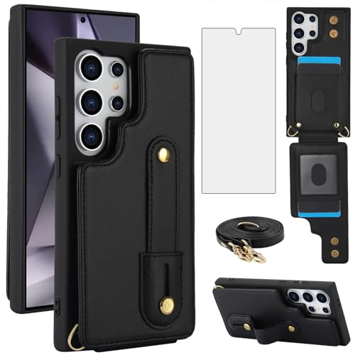 Coque Samsung Galaxy S24 Ultra 5G avec protège-écran et étui portefeuille Asuwish