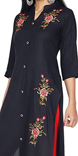 Image of Mehsoos Women's Rayon Embroidered Straight Kurta /Ethnic wear /Tradtional Wear Beautifull Color and Size (KKUT002
