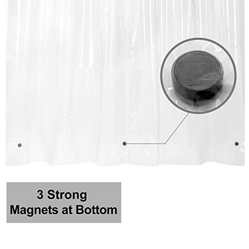 Image of Barossa Design 54x78 Inch Stall Shower Curtain /Liner 8G Heavy Duty Clear PEVA, 3 Bottom Magnets, Waterproof, PVC Free, Metal Grommets (Pack of 2)