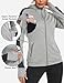 Wayleb Damen Laufjacke Sportjacke Langarm Trainingsjacke Kapuzenjacke Sweatjacke Atmungsaktive mit Daumenloch und Tasche Für Laufen Yoga Fitness Grau M
