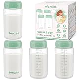 afontoto Natural Baby Bottles, BPA Free Breastmilk Storage Bottle for Momcozy Breast Milk Cooler & Fridge, Wide-Neck Breastfeeding Bottles Compatible with Spectra Pump Flanges, 10oz, 4 Pack