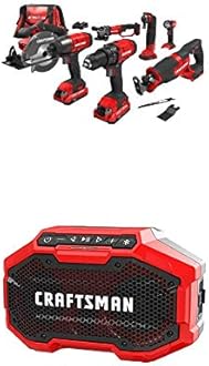 CRAFTSMAN Cordless Drill Combo Kit, 7 Tool & Bluetooth Speaker (CMCK700D2 & CMCR001B)