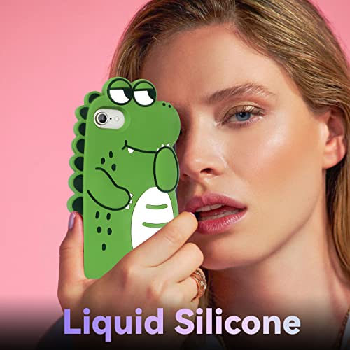 Jowhep For Iphone Se 2022/2020/6/6S/7/8 Cute Case 3D Cartoon Character Cases Fun Funny Animal Design Kawaii Cool Silicone Green Dinasour Cover Kids Girls Boys For Iphone Se 2022/2020/6/6S/7/8 4.7" #TOP2