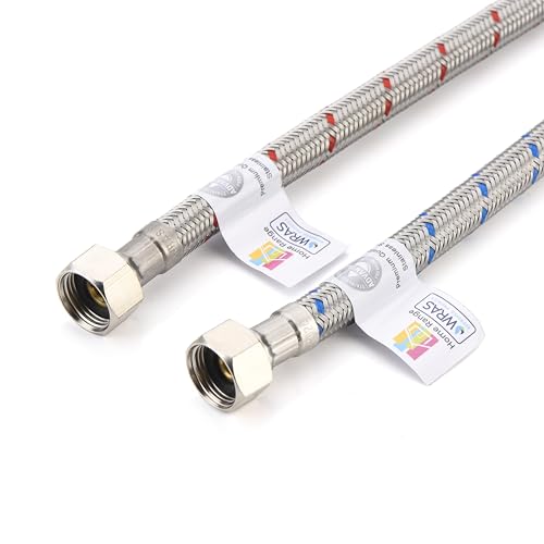 Home Range WRAS-zugelassenes M10 (10 mm) x 3/8 Zoll flexibles Wasserhahnanschluss-Paar, Edelstahl-Monoblock-Mischbatterie-Schläuche, auslaufsichere, flexible Rohre für Warm- und Kaltwasserversorgung