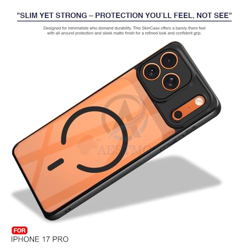 Image of AESTMO iPhone 17 Pro Back Cover | 360 Protection | Crystal Clear Hard Back Transparent | Compatible with MagSafe Accessories (PC+TPU, Black Bumper)