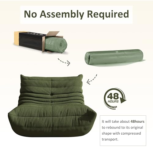 Image of Bean Bag Chairs for Adults, Memory Foam Reading Bean Bag Sofa Chair with Faux Fur Filler, Fireside Floor Gaming Chairs for Living Room, Bedroom and Office (Green, Single)