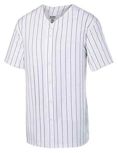 Augusta Sportswear Boys' Pinstripe Full Button Baseball Jersey M White/Black