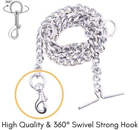 Image of Dog Chain Silver Grind No.6 Heavy Weight Dogs Leash Heavy Duty Dog Chain with Heavy Hook (L - 60inch) for Large Dogs (6 Number)