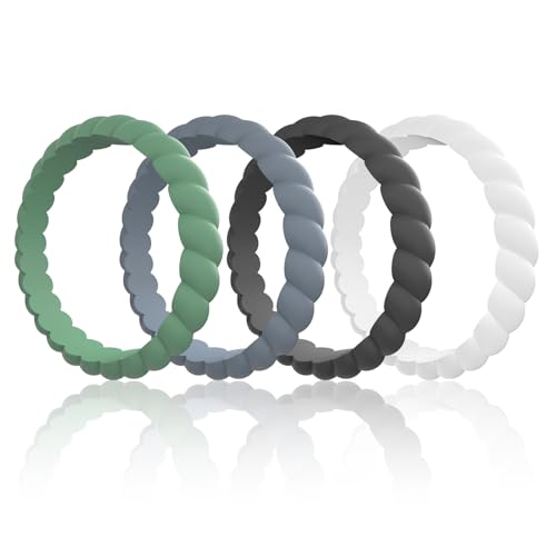 Image of Egnaro Women's Silicone Anniversary Rings, 2.5mm Wide 1.8mm Thick Stackable Rubber Wedding Band, Thin Stylish Comfort Fit Silicone Ring for Nurse, Workout, Work, Pregnancy, Travel, Daily Gift