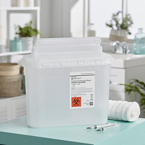 McKesson-Prevent-Sharps-Container-for-Home-Use-54-Quart-for-Biohazard-Infectious-Waste-Needle-and-Syringe-Disposal-Translucent-Touchless-Lid-White-1-Count