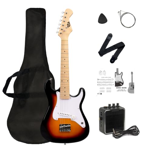 Image of 32 Inch Kids Electric Guitar Beginner Kit, Junior Size Mini Electric Guitar for Children with 5W Amplifier and Guitar bag, Unisex (Sunburst)
