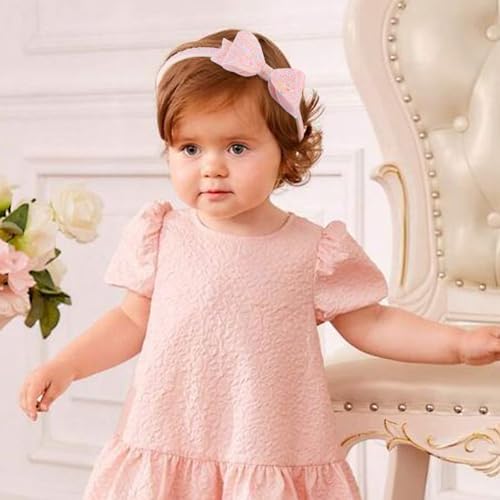 DRESHOW 6 Pack Girls Bow Headbands Glitter Kids Headband Heart Star Hairband for Toddlers Teens, 6 Pack: Mix Set-04 - Image 3