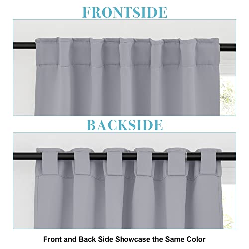 Image of RYB HOME Kitchen Window Curtains - Blackout Privacy Half Window Curtains for Bedroom Bathroom Dining Living Room Cafe Office Short Tiers Drapes, W 34 x L 36 inches, 2 Panels, Silver Grey