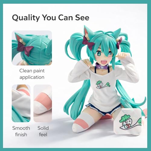 Image of YOURKARTS.COM Hatsune Miku Model, Anime Characters Girls Dashboard Decoration, 15 cm, for Car Interior (Blue Hair cat Girl)