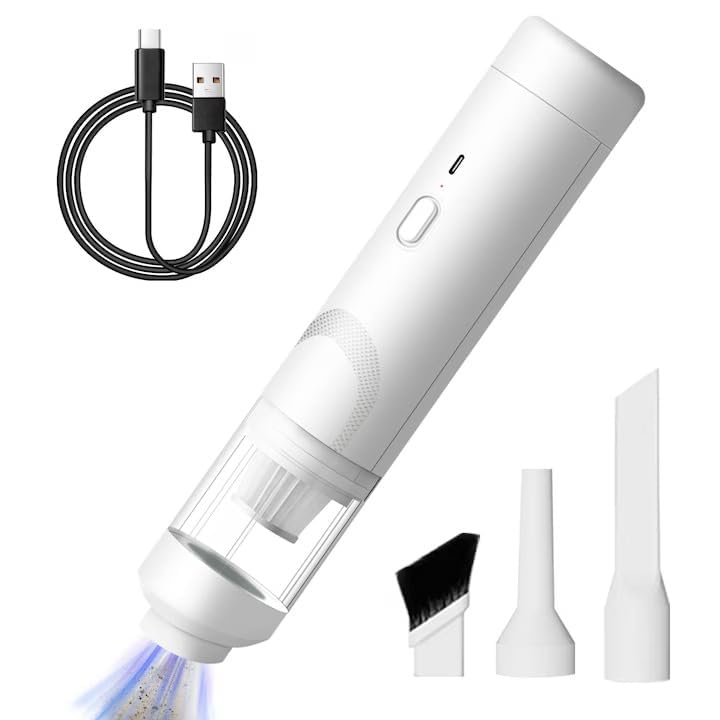 Image of Wireless Car Vacuum Cleaner 2 in 1 - Portable and Handheld High Power Rechargeable Vacuum Cleaner for Car for Wet and Dry CarCleaning 2 in 1 DC 12V, 120W 5.5 KPA with HEPA Filter(White)