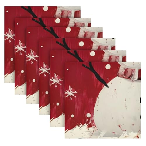 Servilletas de Tela Navidad Muñeco de Nieve Multicolor x6 miniatura 2