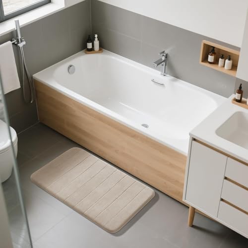 Yimobra bath rugs, Soft Coral Velvet, Beige, 92 x 61 cm