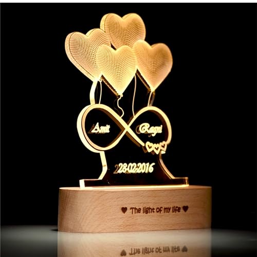 ZOCI VOCI Anniversary Gift for Wife - 3D Illusion Heart Lamp |Engraved ...