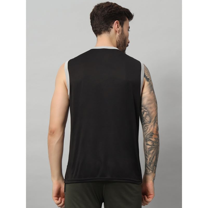 Image of ATICX Men's Polyester Sports Sleeveless T Shirt - Gym Vest, Workout Sando, Training Tank Top, Cut Sleeves Quick Dry Tee for Running, Swimming, Badminton, Fitness & Sports