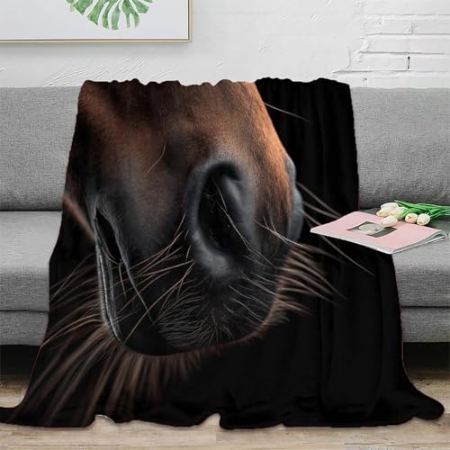 HWEICOIN Caballo Colcha 3D Manta Premium Cálida Acogedora Mantas Mullidas para Mujeres Adolescentes Niños Sofá Cama Regalo 80x90inch(200x230cm)