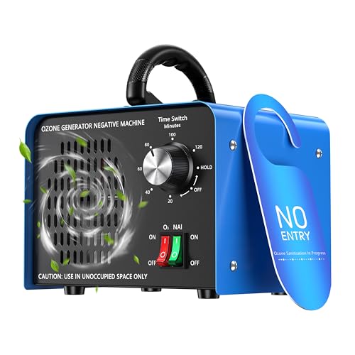 Generador de ozono de 100 000 mg/h, dispositivo de ozono con iones negativos y temporizador de 120 minutos,ozonizador O3 para eliminar olores en el coche,el hogar,mascotas, aplicable a 600 m².