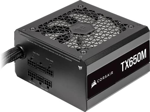 Corsair TX650M (2021), TX-M Series, 650 Watt 80 PLUS Gold Semi-Modular Low-Noise ATX Power Supply (Dual EPS12V Connection, Low-Noise Operation, 105°C Capacitors, Compact Size) Black