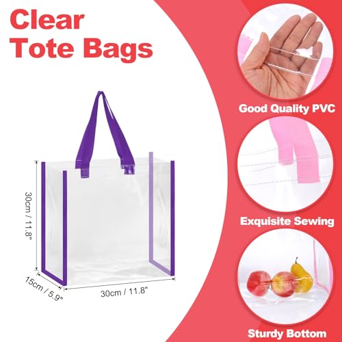 uxcell Clear Tote Bags Bulk, Reusable Clear Plastic Tote Bags with Handles PVC Stadium Approved Clear Bag Beach Bag2