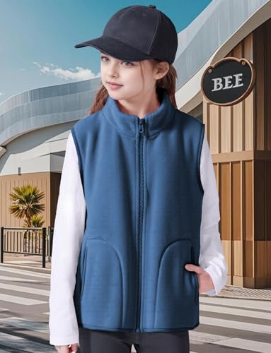 Happy Cherry 2025 Kids Winter Fleece Vest Boys Girls Fleece Stand Collar Fuzzy Fall Winter Warm Outerwear with Pockets3